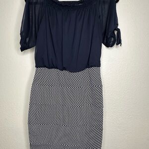 Enfocus Studio Navy and White Mini Dress